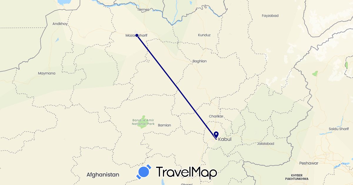 TravelMap itinerary: driving in Afghanistan (Asia)
